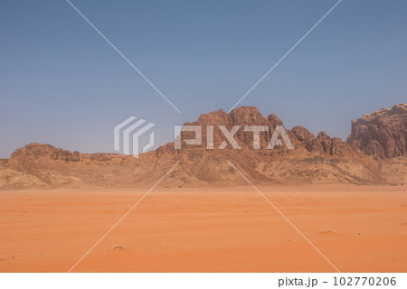 Sand and rocks, Wadi Rum desert Sand and rocks, Wadi Rum desert 102770206