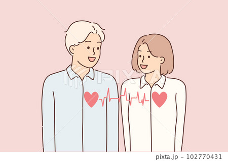 Love affair between man and woman dating and having romantic relationship or sexual attraction 102770431