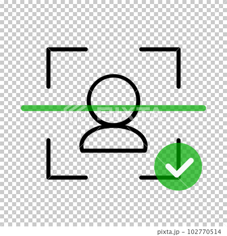 顔認証成功のアイコン。ベクター。 顔認証成功のアイコン。ベクター。 102770514