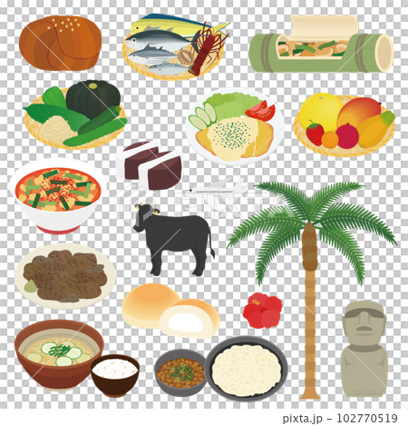 宮崎県の名物のイラストセット 102770519