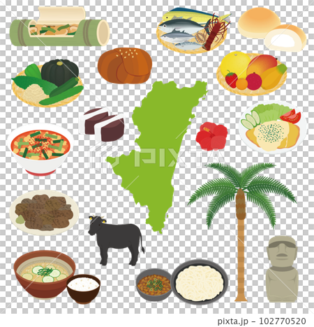 Illustration set of specialties of Miyazaki Prefecture 102770520