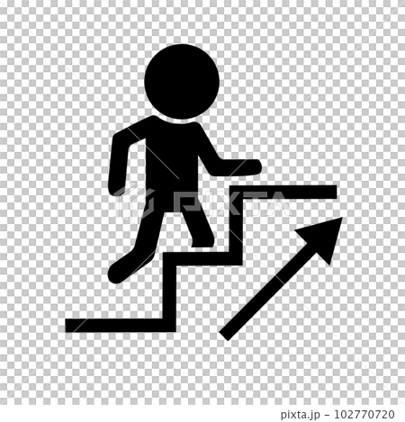 上樓梯的人和箭頭的圖標。向量。 102770720