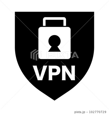 VPNのセキュリティーシールドシルエットアイコン。ベクター。 VPNのセキュリティーシールドシルエットアイコン。ベクター。 102770729