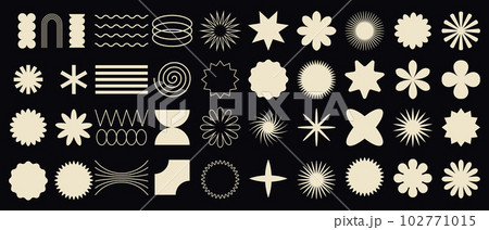 Big Vector Set Of Brutalist Geometric Shapes Trendy Abstract