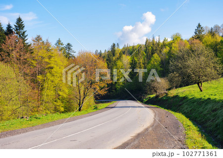 road leads through scenic countryside journey. asphalt way invites travelers to embark on a trip through the serene landscape, where nature beauty is on full display road leads through scenic countryside journey. asphalt way invites travelers to embark on a trip through the serene landscape, where nature beauty is on full display 102771361