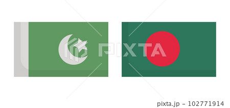 フラットデザインのパキスタン国旗とバングラデシュ国旗のアイコンセット。ベクター。