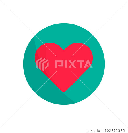 丸いハートマークボタンのアイコン。愛やお気に入り。ベクター。 丸いハートマークボタンのアイコン。愛やお気に入り。ベクター。 102773376