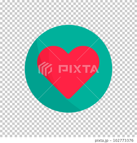 丸いハートマークボタンのアイコン。愛やお気に入り。ベクター。 丸いハートマークボタンのアイコン。愛やお気に入り。ベクター。 102773376