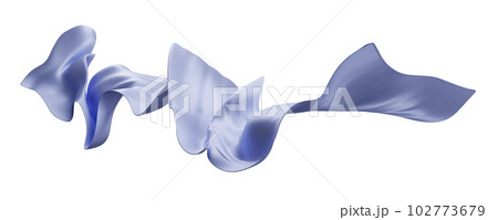 Violet fabric flying in the wind on white background 3D render 102773679