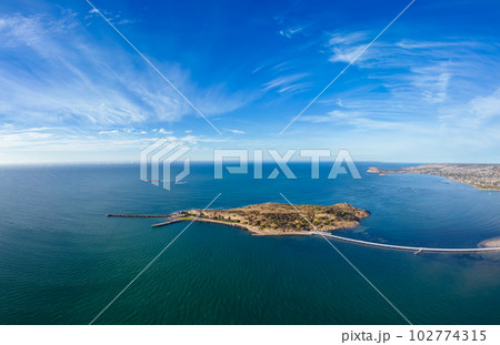 Aerial View of Granite Island in Victor Harbor in Australia Aerial View of Granite Island in Victor Harbor in Australia 102774315
