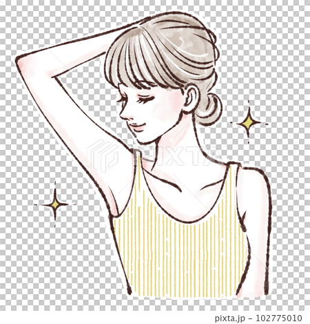 People, women's illustrations, armpits, wakiga, armpit darkening, hair removal, laser hair removal, light hair removal, esthetic hair removal, salon hair removal, 102775010