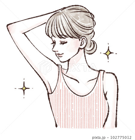 人物,女性のイラスト,脇,ワキガ,ワキの黒ずみ,脱毛,レーザー脱毛,光脱毛,エステ脱毛,サロン脱毛, 102775012