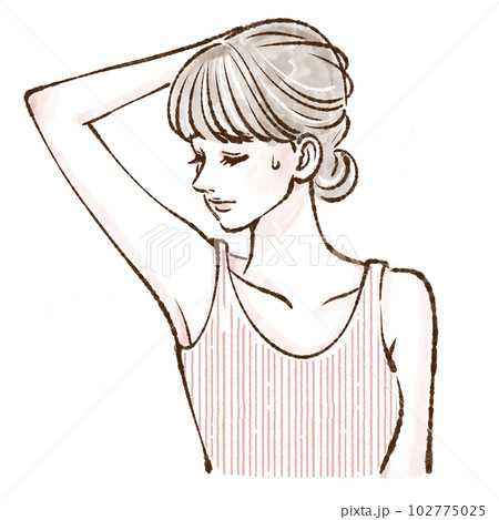 人物,女性のイラスト,脇,ワキガ,ワキの黒ずみ,脱毛,レーザー脱毛,光脱毛,エステ脱毛,サロン脱毛, 102775025