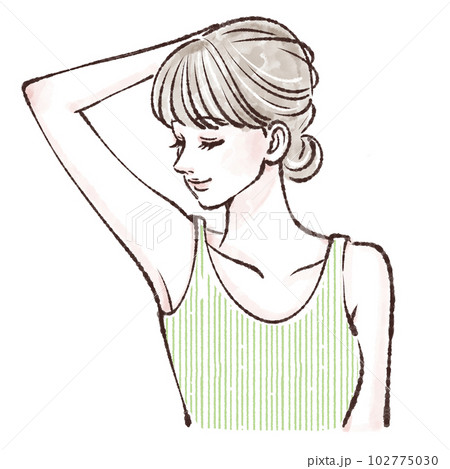 人物,女性のイラスト,脇,ワキガ,ワキの黒ずみ,脱毛,レーザー脱毛,光脱毛,エステ脱毛,サロン脱毛, 102775030