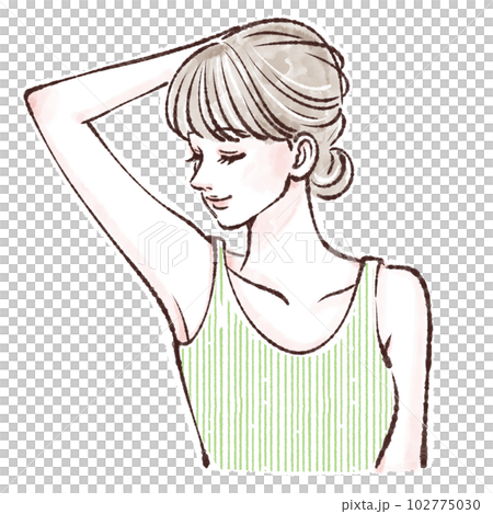 人物,女性のイラスト,脇,ワキガ,ワキの黒ずみ,脱毛,レーザー脱毛,光脱毛,エステ脱毛,サロン脱毛, 102775030