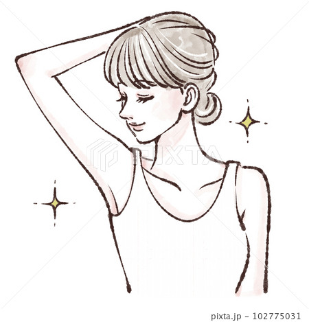 人物,女性のイラスト,脇,ワキガ,ワキの黒ずみ,脱毛,レーザー脱毛,光脱毛,エステ脱毛,サロン脱毛, 102775031