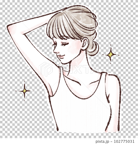 人物,女性のイラスト,脇,ワキガ,ワキの黒ずみ,脱毛,レーザー脱毛,光脱毛,エステ脱毛,サロン脱毛, 102775031