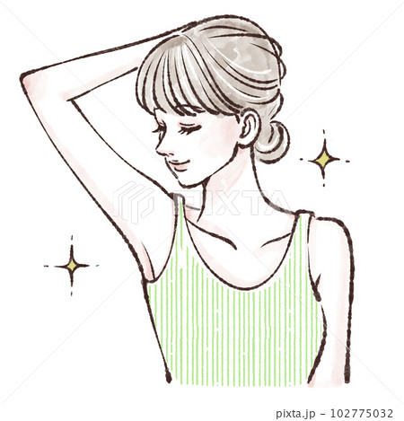 人物,女性のイラスト,脇,ワキガ,ワキの黒ずみ,脱毛,レーザー脱毛,光脱毛,エステ脱毛,サロン脱毛, 102775032
