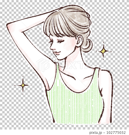 人物,女性のイラスト,脇,ワキガ,ワキの黒ずみ,脱毛,レーザー脱毛,光脱毛,エステ脱毛,サロン脱毛, 102775032