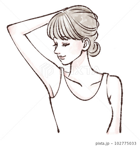 人物,女性のイラスト,脇,ワキガ,ワキの黒ずみ,脱毛,レーザー脱毛,光脱毛,エステ脱毛,サロン脱毛, 102775033