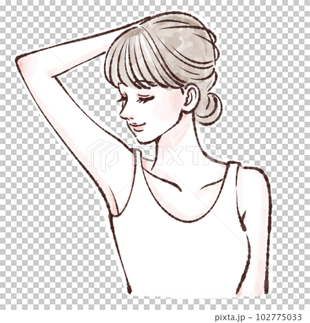 人物,女性のイラスト,脇,ワキガ,ワキの黒ずみ,脱毛,レーザー脱毛,光脱毛,エステ脱毛,サロン脱毛, 102775033