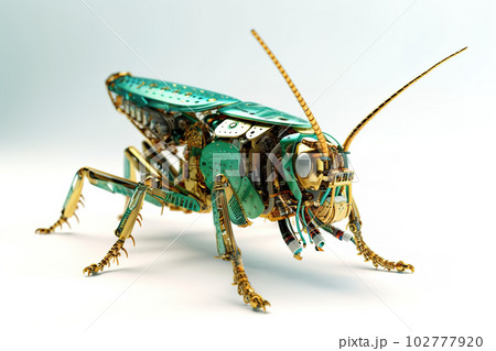 Image of a grasshopper modified into a robot on... - Illustration [102777920] -