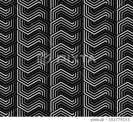 Abstract geometric pattern with stripes, lines. Seamless vector background. White and black ornament. Simple lattice graphic design 102779153