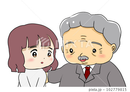 女性の背中を優しく押す年配男性 女性の背中を優しく押す年配男性 102779815