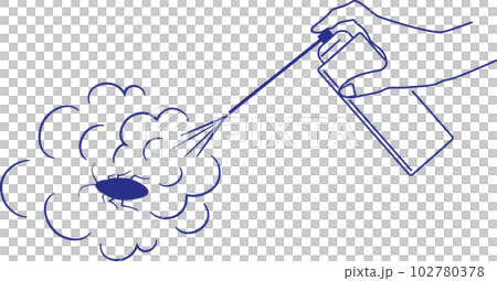 Illustration of spraying a spray-type insecticide on a cockroach Illustration of spraying a spray-type insecticide on a cockroach 102780378