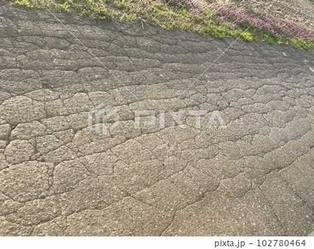 寒冷地によくある道路のひび割れ 102780464