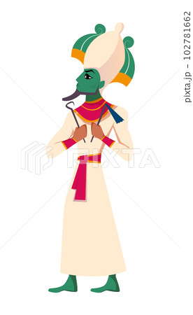Flat ancient egyptian god Osiris in atef crown 102781662