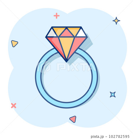 Megalopolis Agressief Speciaal Vector cartoon engagement ring with diamond...のイラスト素材 [102782595] - PIXTA