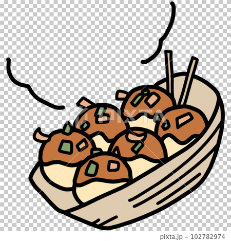 Color illustration of 6 hot takoyaki Color illustration of 6 hot takoyaki 102782974