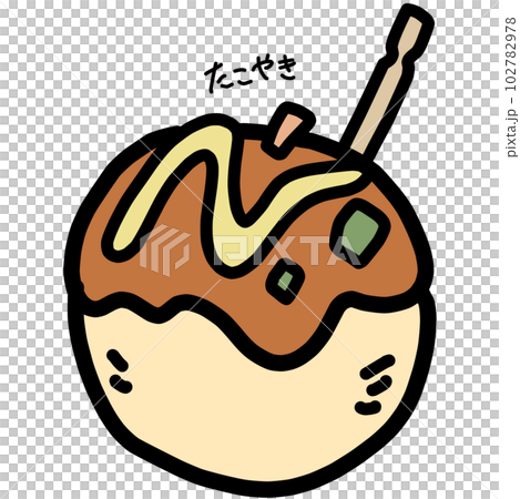 つまようじの刺さったタコ焼き1個のカラーイラスト 102782978