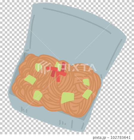 パックに入った焼きそばのカラーイラスト 102783641