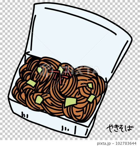 パックに入った焼きそばのカラーイラスト 102783644