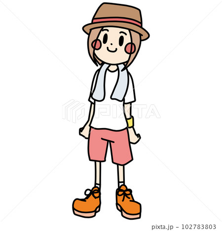 夏フェスの観客をイメージした女性の全身イラスト 夏フェスの観客をイメージした女性の全身イラスト 102783803