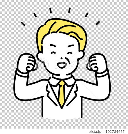 かわいい人物のイラストシリーズ _ オフィスワーカー_シニア _ ガッツポーズ 102784655
