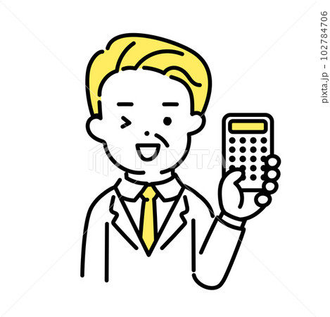 かわいい人物のイラストシリーズ _ オフィスワーカー_シニア _ 計算 102784706