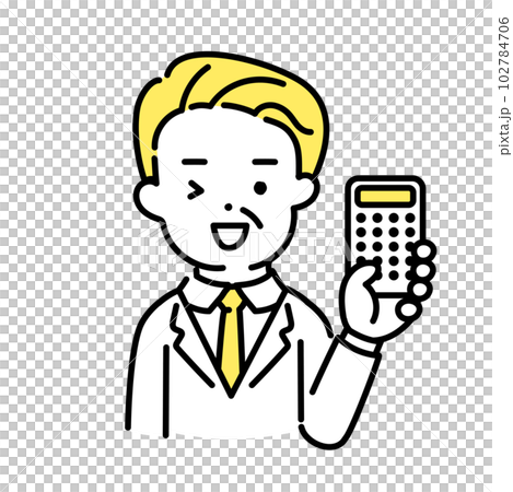かわいい人物のイラストシリーズ _ オフィスワーカー_シニア _ 計算 102784706
