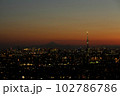千葉県から眺める富士山とスカイツリーの競演 102786786