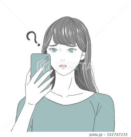 スマホを持つ女性 困る女性 スマホを持つ女性 困る女性 102787235