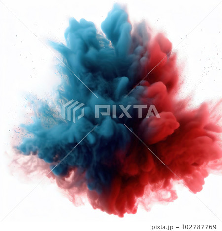 Colorful Burst - Multiple colorful smoke powder explosion fluid ink particles slow motion  102787769