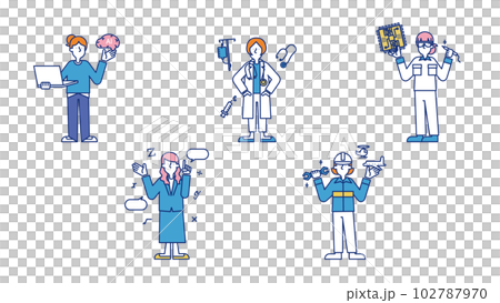 多種多様な理系職に就く女性のセットイラストAのイラスト素材 [102787970] - PIXTA