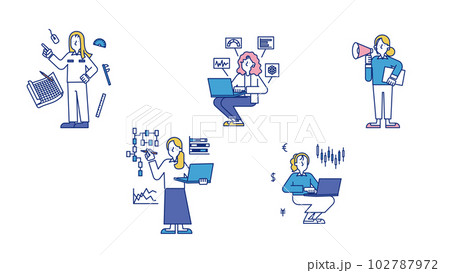 多種多様な理系職に就く女性のセットイラストC 102787972