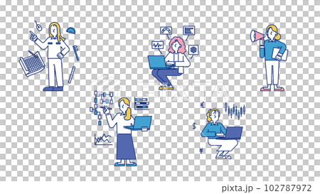 多種多様な理系職に就く女性のセットイラストC 102787972
