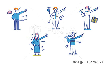 多種多様な理系職に就く女性のセットイラストE 102787974