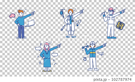 多種多様な理系職に就く女性のセットイラストE 102787974
