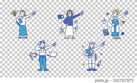 插圖 F 是一名從事各種科學工作的女性 102787975