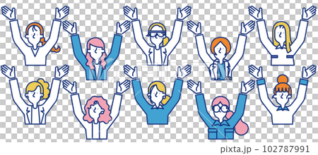 簡單的圖標集 B,各種職業的女性都在做萬歲 簡單的圖標集 B,各種職業的女性都在做萬歲 102787991